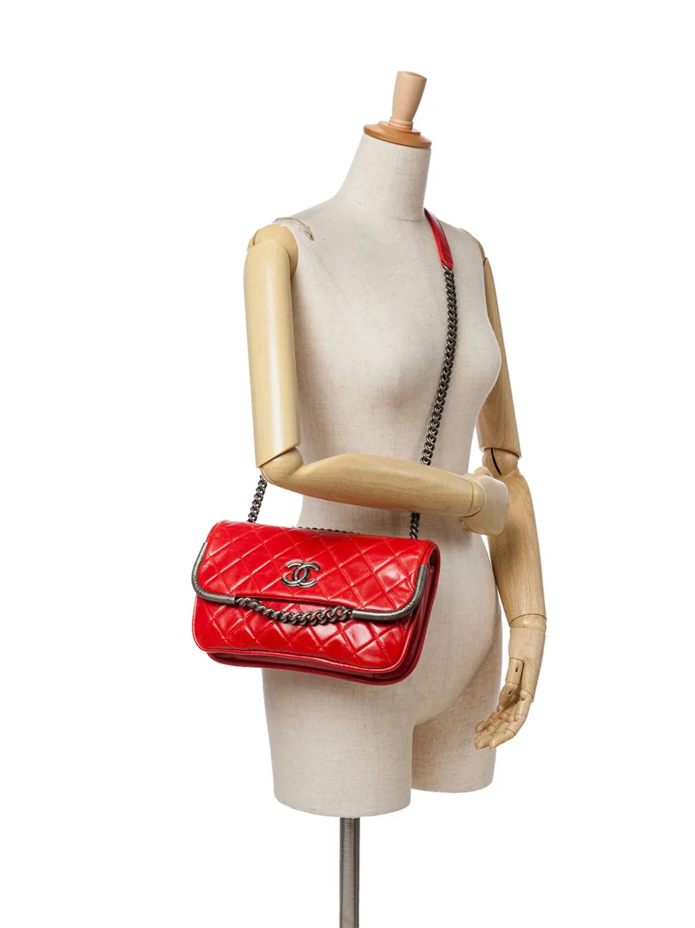 Pre-owned Chanel 2013-2014 Aged Calfskin Cc Chain Frame Flap Crossbody Bag