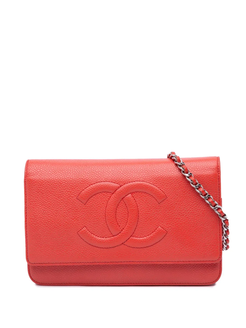Pre-owned Chanel 2012-2013 Cc Caviar Wallet On Chain Crossbody Bag