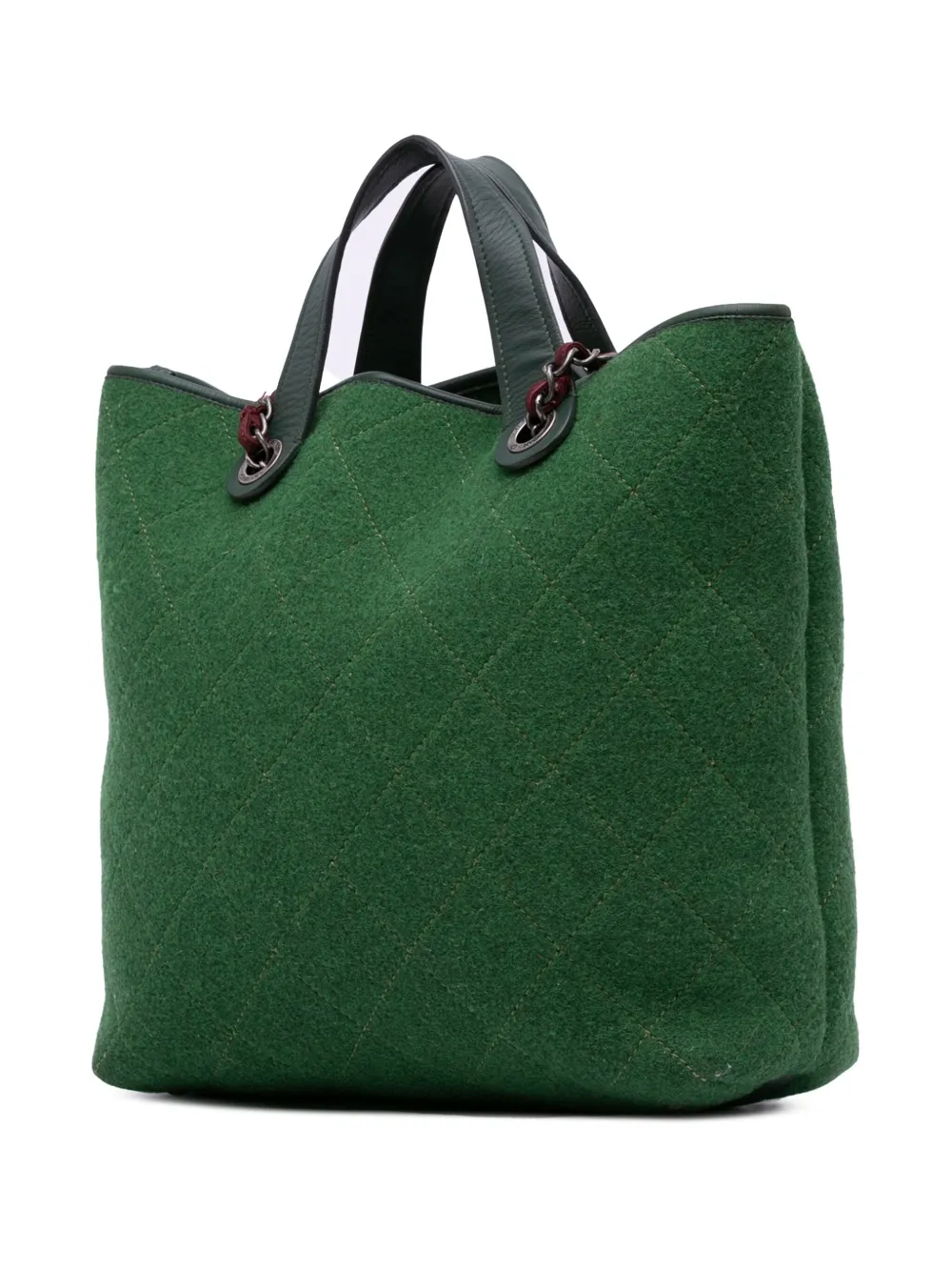 Pre-owned Chanel 2011 Medium Cc Quilted Felt Pop Tote Satchel