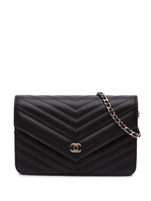 CHANEL Pre-Owned 2018-2019 Goatskin Chevron Statement Wallet On Chain crossbody bag