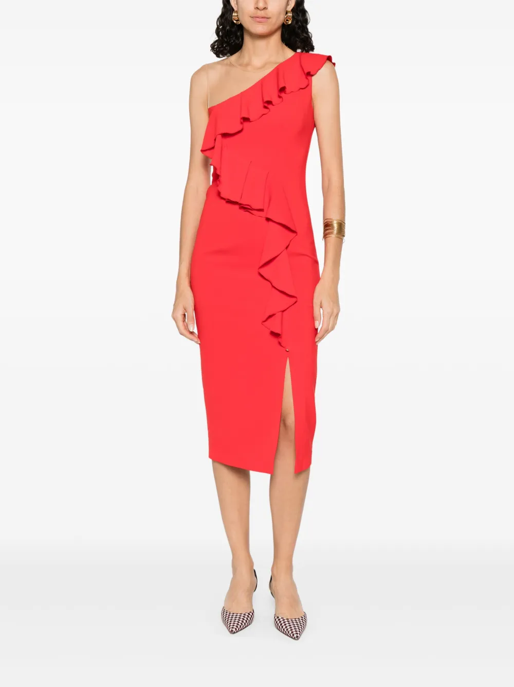NISSA ruffled midi dress - Rood