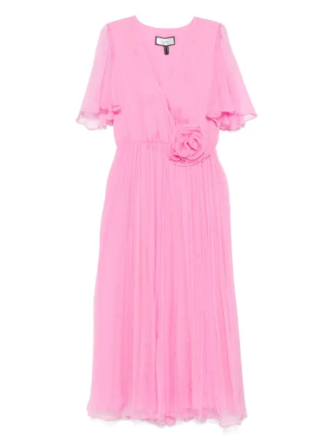 NISSA floral-appliqué midi dress