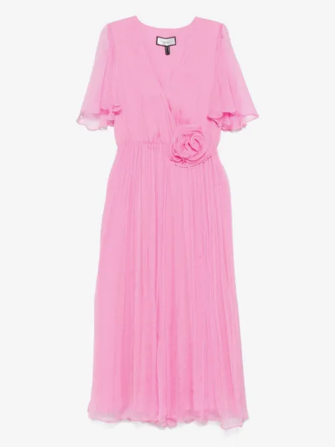 NISSA floral-appliqué midi dress