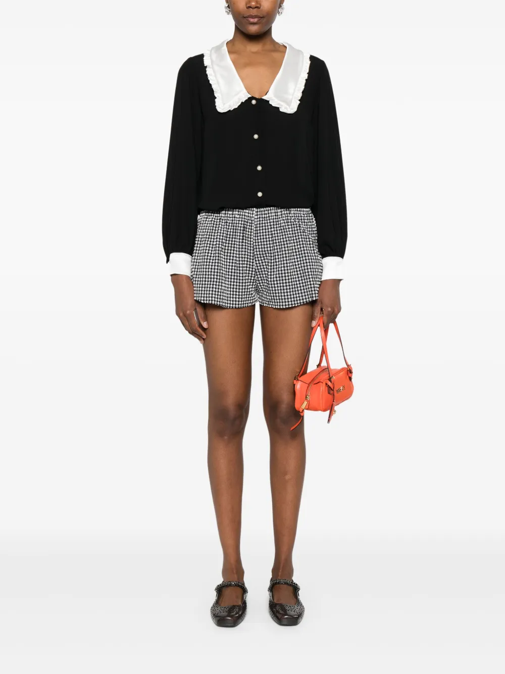NISSA contrasting-trim shirt - Zwart