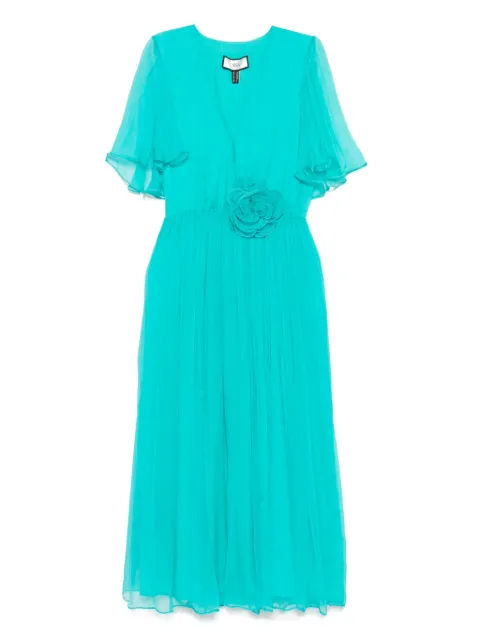 NISSA flower-appliqué midi dress