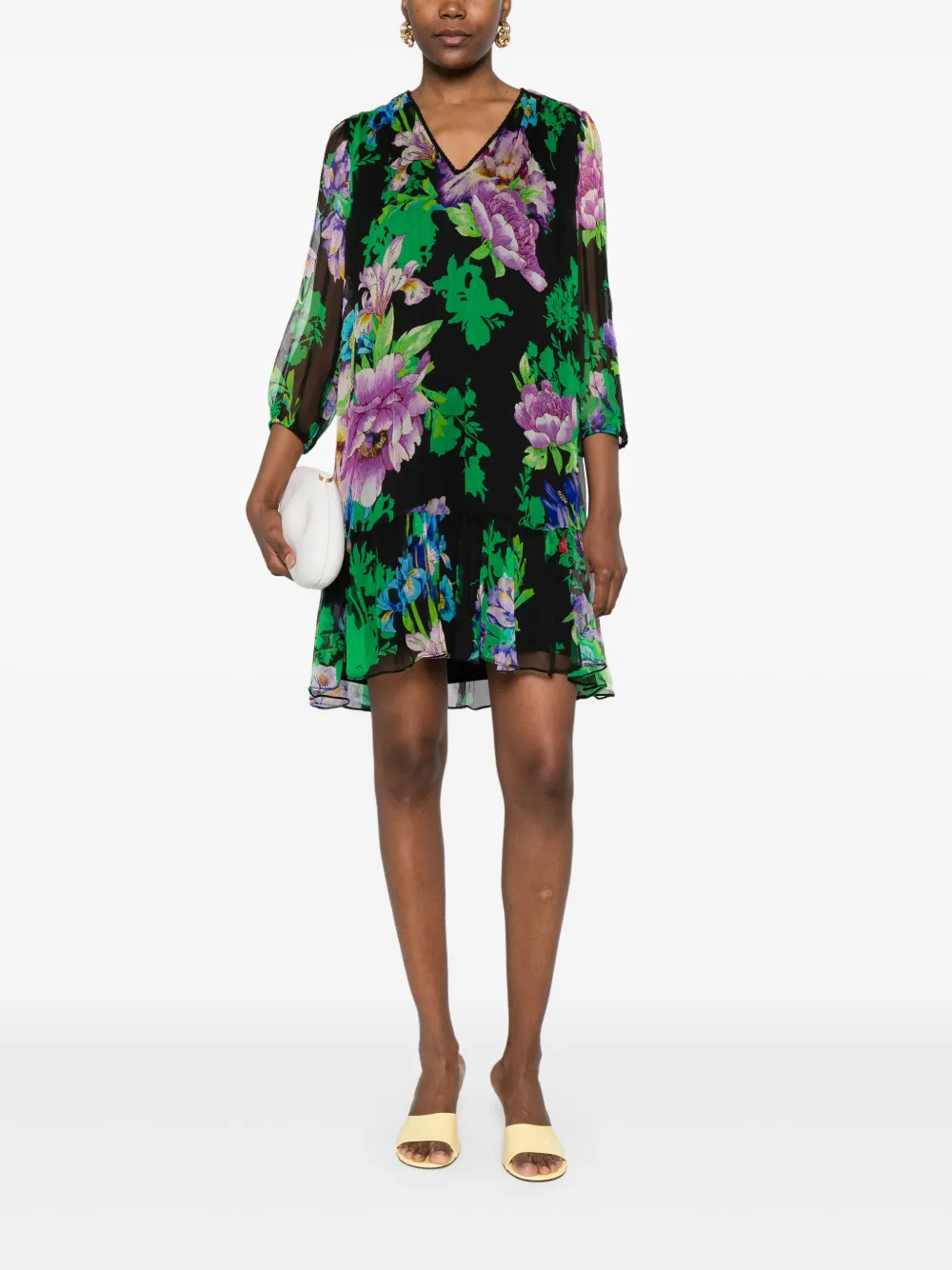 NISSA floral-print dress - Zwart