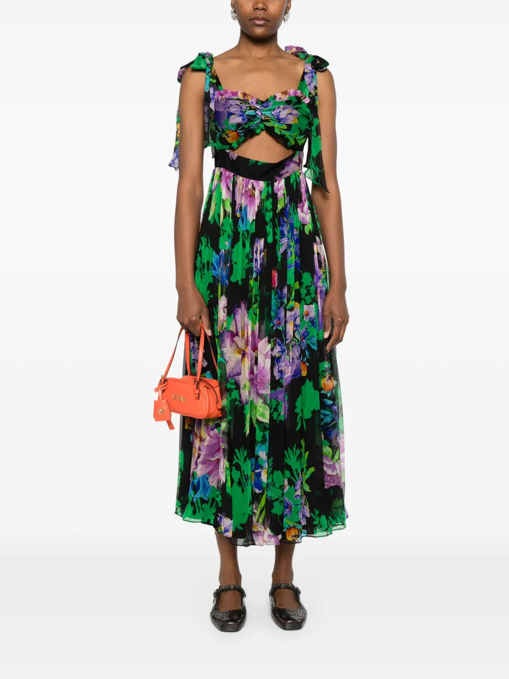 NISSA floral-print dress - Zwart