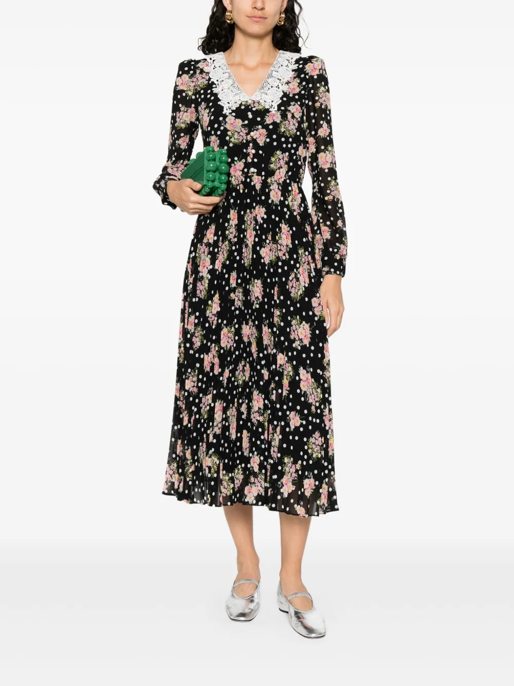 NISSA printed dress - Zwart