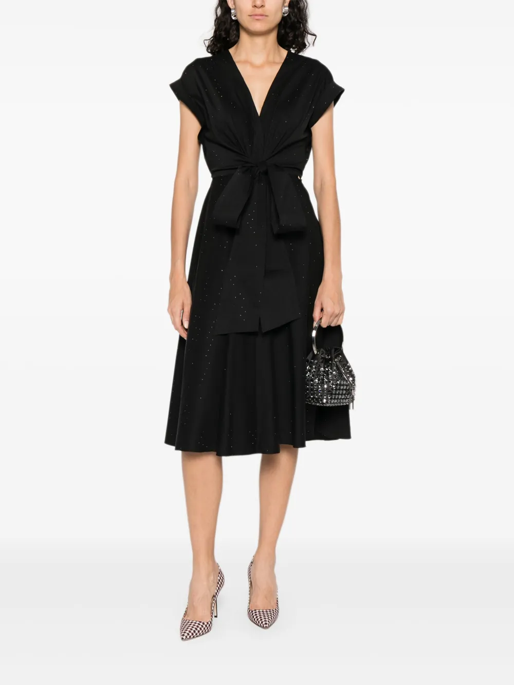 NISSA rhinestone-embellished dress - Zwart