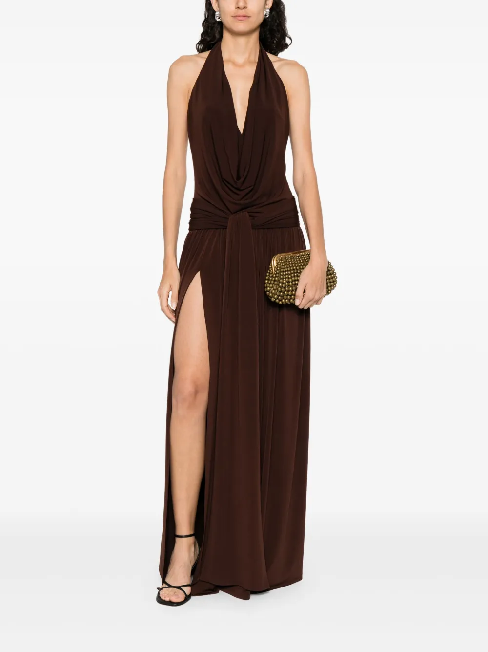 NISSA halterneck dress - Bruin