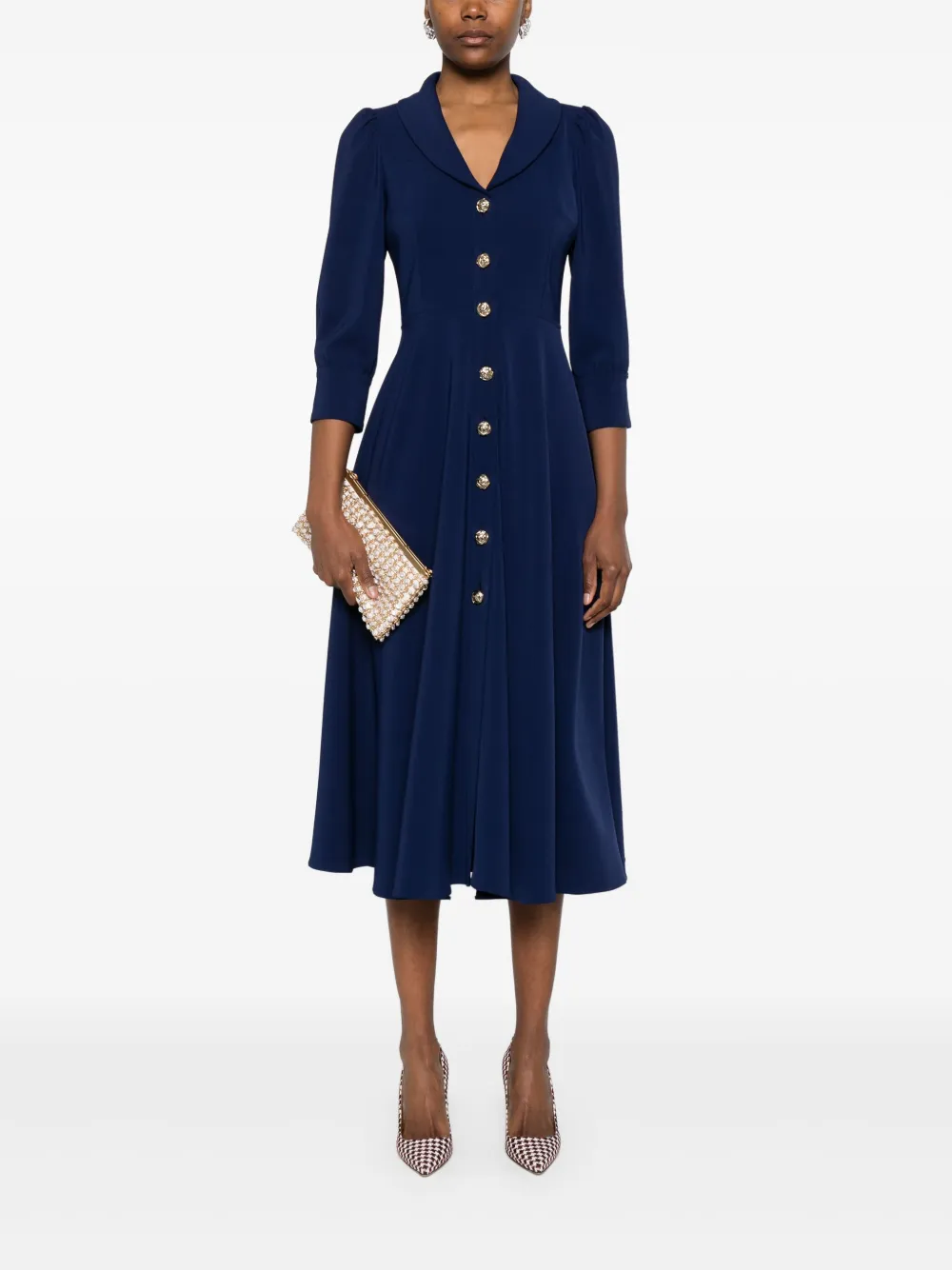 NISSA button-down midi dress - Blauw