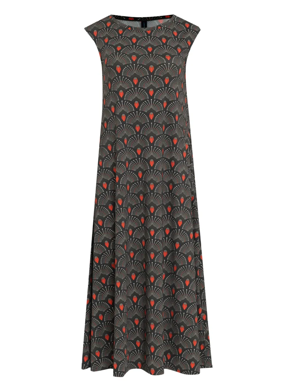 floral-print sleeveless midi dress