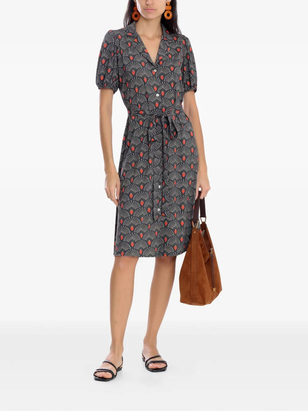Lygia & Nanny Themis ceintuur-midi-jurk met bloemenprint - Grijs