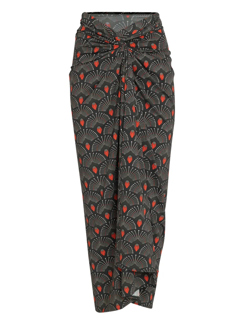 knotted floral-print skirt