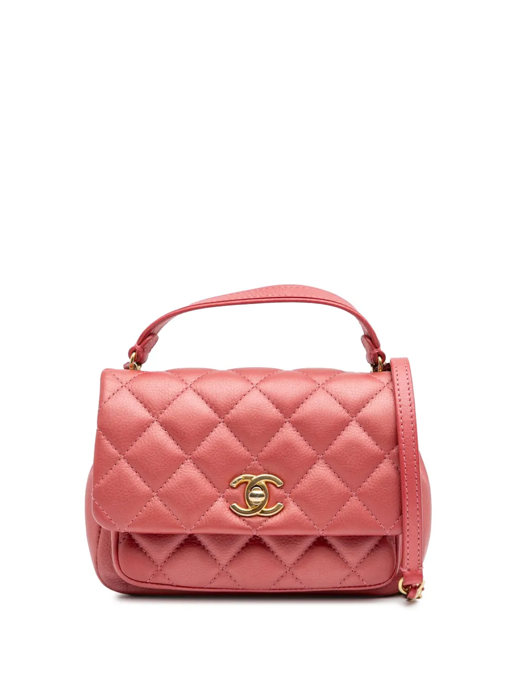 CHANEL Pre-Owned 2019 Quilted Metallic Calfskin Top Handle Flap CHANEL Pre-Owned 2019 Quilted Metallic Calfskin Top Handle Flap