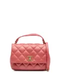 CHANEL Pre-Owned 2019 Quilted Metallic Calfskin Top Handle Flap satchel - Pink