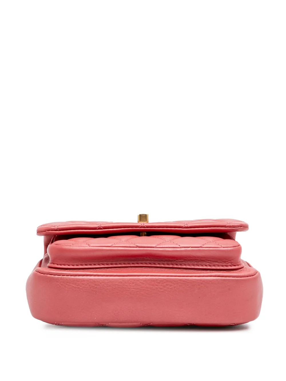 Pre-owned Chanel 2019 Quilted Metallic Calfskin Top Handle Flap Satchel In Pink