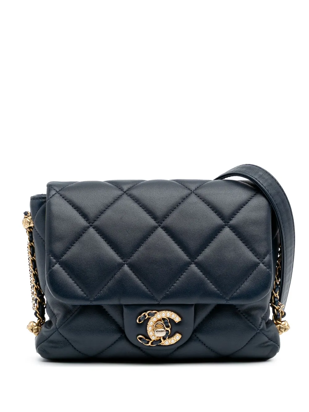 CHANEL Pre-Owned 2021-2025 Mini Quilted Lambskin Crush on Chains Flap CHANEL Pre-Owned 2021-2025 Mini Quilted Lambskin Crush on Chains Flap