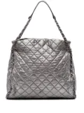 CHANEL Pre-Owned 2010-2011 Large Quilted Metallic Calfskin Chain Me Hobo tote bag - Silver