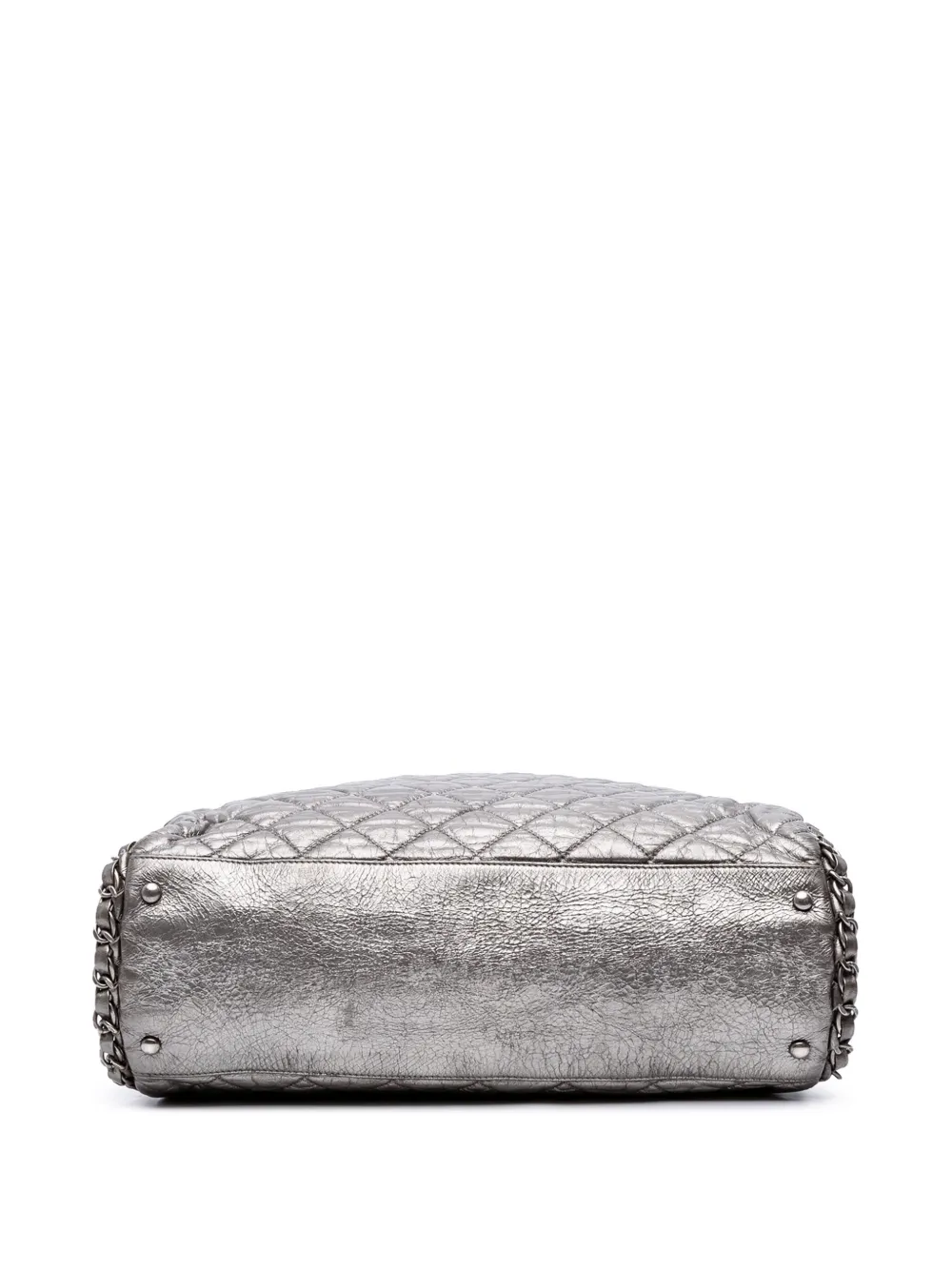 Pre-owned Chanel 2010-2011 Large Quilted Metallic Calfskin Chain Me Hobo Tote Bag