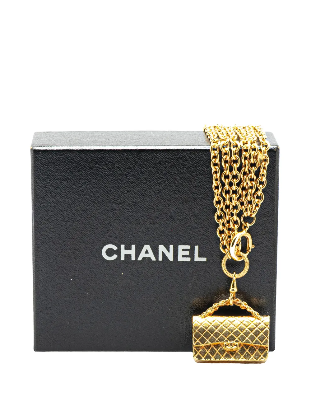 CHANEL Pre-Owned Collana multifilo placcata oro con pendente a forma di borsa 1970-1980 | Pre-owned | Image 4
