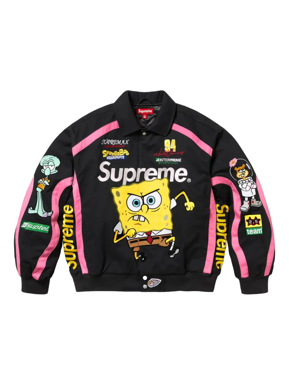 Supreme x SpongeBob Square Pants Jeff Hamilton Jacke im Racing-Look - Schwarz