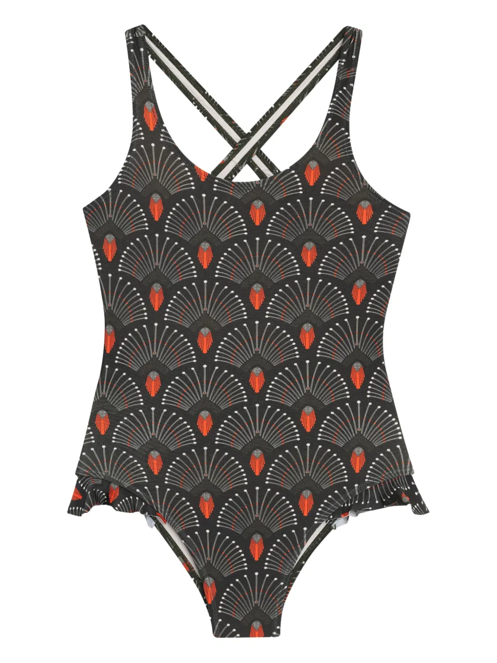 Lygia & Nanny Lore cross-back patterned swimsuit | Black | Image 1