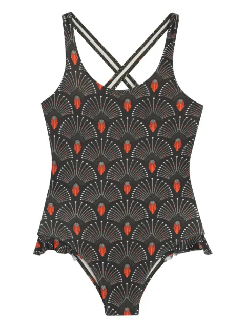 Lygia & Nanny Lore cross-back patterned swimsuit