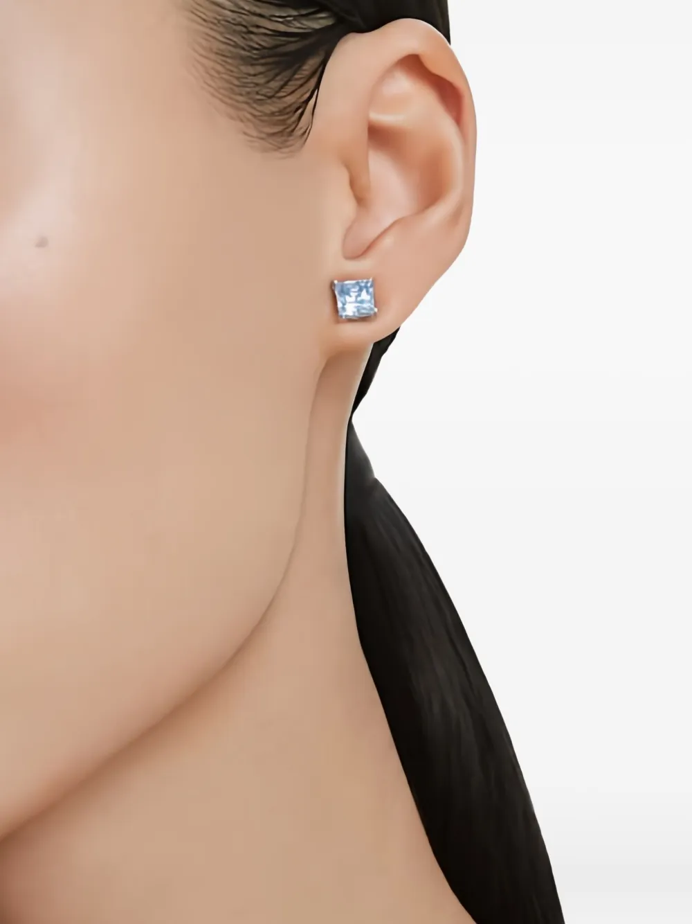 Swarovski square-cut crystal earrings - Zilver
