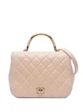 CHANEL Pre-Owned 2016-2017 Medium Quilted Lambskin Carry Chic Flap satchel - Brown