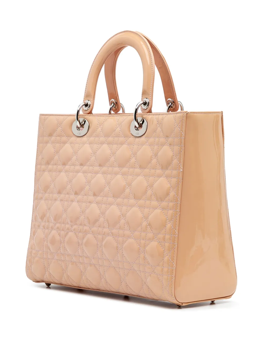 Pre-owned Dior 2015 Large Patent Cannage Lady Satchel