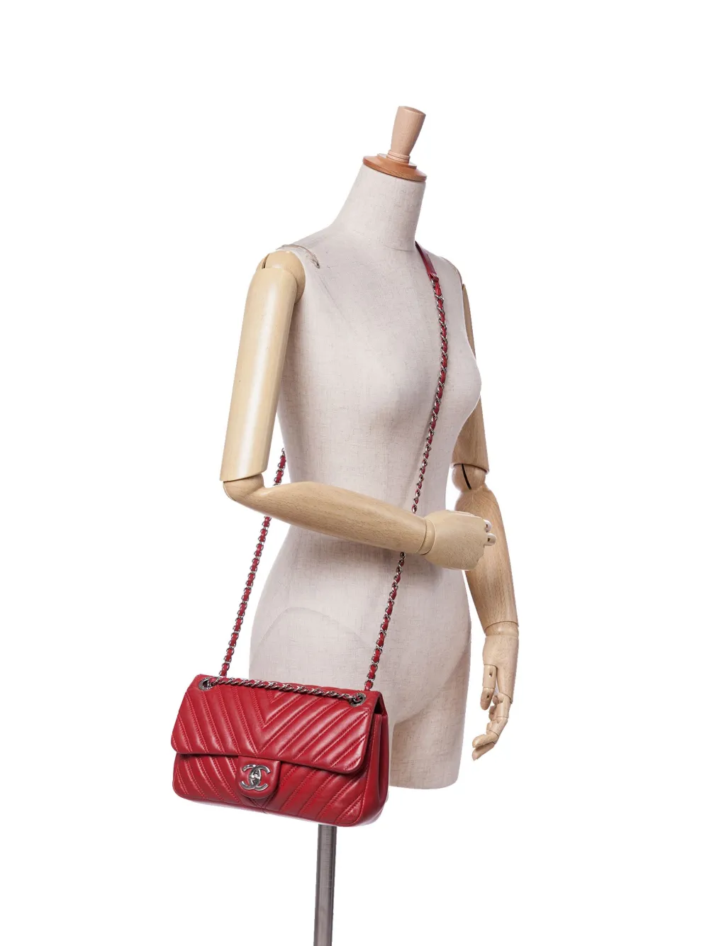 CHANEL Pre-Owned 2015-2016 Medium Double Stitch Chevron Lambskin Single Flap crossbody bag | Pre-Owned | Image 2