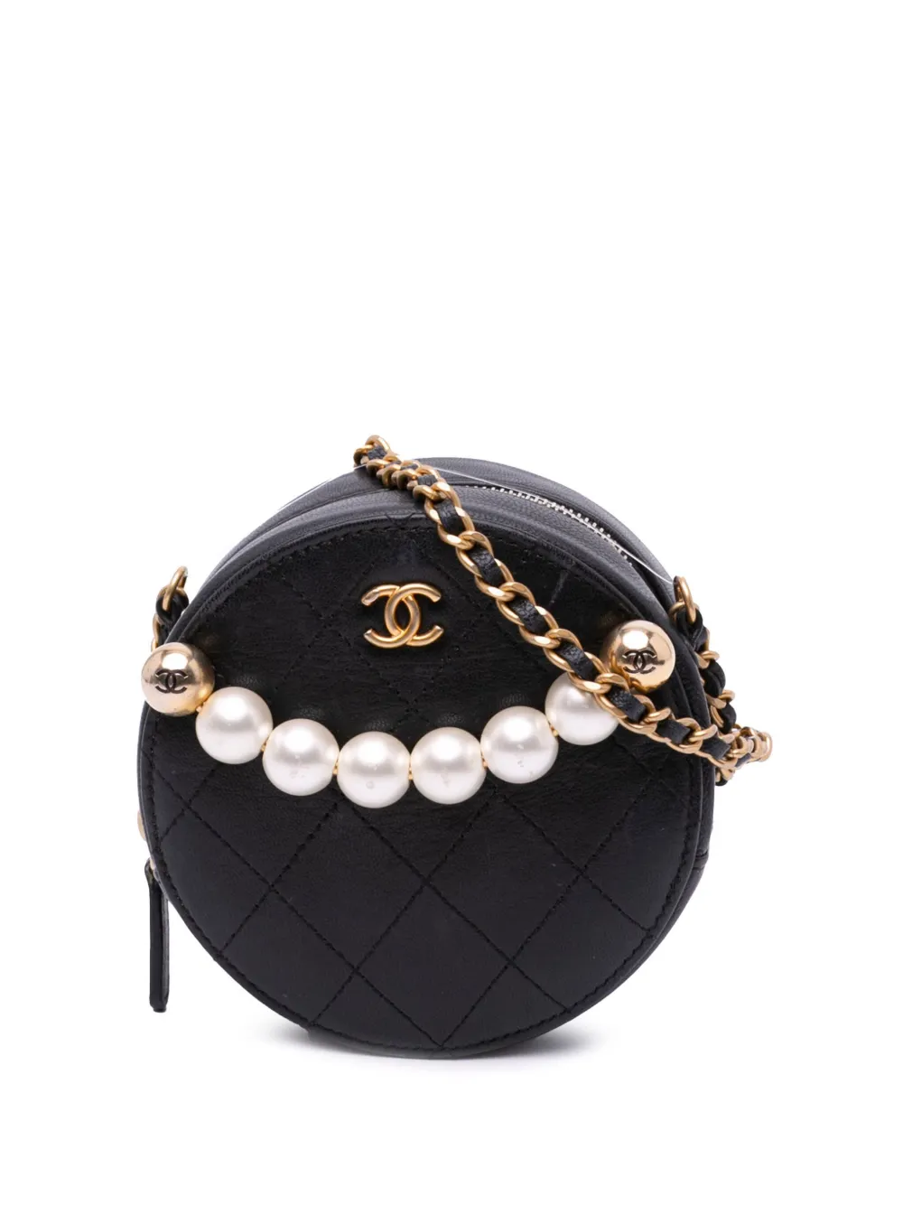 CHANEL Pre-Owned 2019 Lambskin Pearl Round Clutch On Chain crossbody CHANEL Pre-Owned 2019 Lambskin Pearl Round Clutch On Chain crossbody