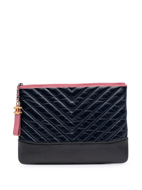 CHANEL Pre-Owned 2018-2019 Medium Chevron Aged Calfskin Gabrielle Cosmetic clutch bag