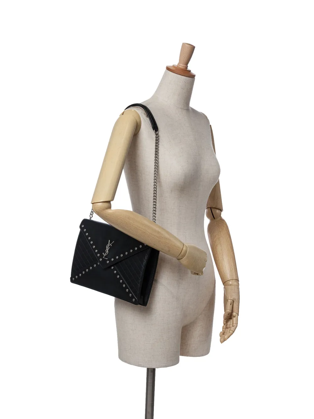 Pre-owned Saint Laurent 2021 Quilted Lambskin Studded Monogram Gaby Shoulder Bag