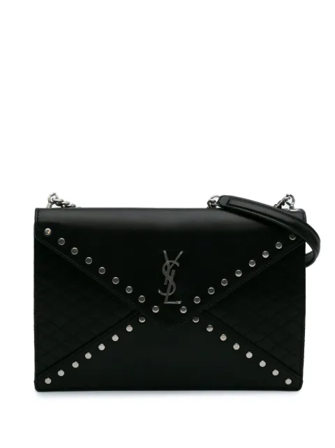 Saint Laurent Pre-Owned bolsa de hombro capitonada de piel de cordero Studded Monogram Gaby 2021