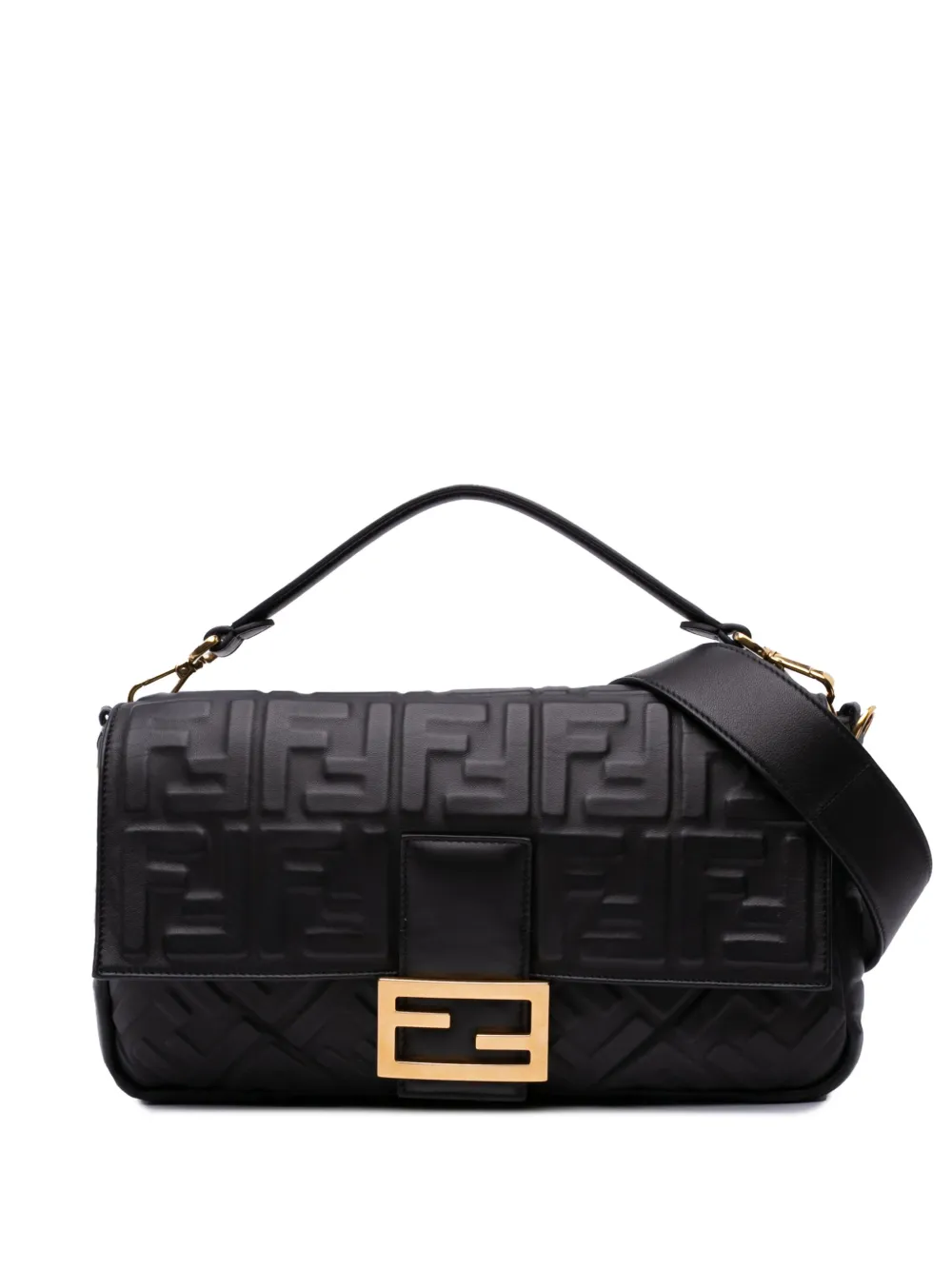 Fendi Pre-Owned 2010-2024 Large Zucca Embossed Leather Baguette Fendi Pre-Owned 2010-2024 Large Zucca Embossed Leather Baguette