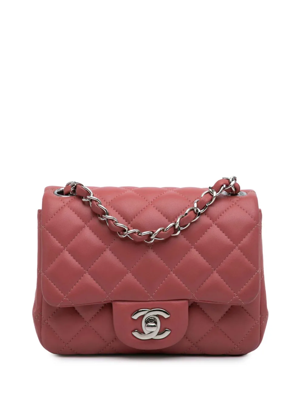 CHANEL Pre-Owned 2019 Mini Square Classic Lambskin Single Flap crossbody bag | Pink | Image 1