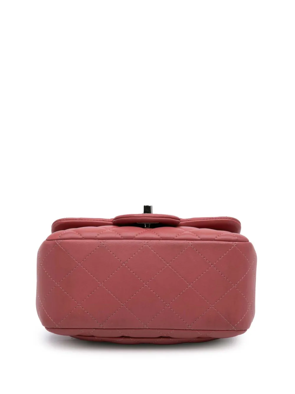 Pre-owned Chanel 2019 Mini Square Classic Lambskin Single Flap Crossbody Bag In Pink