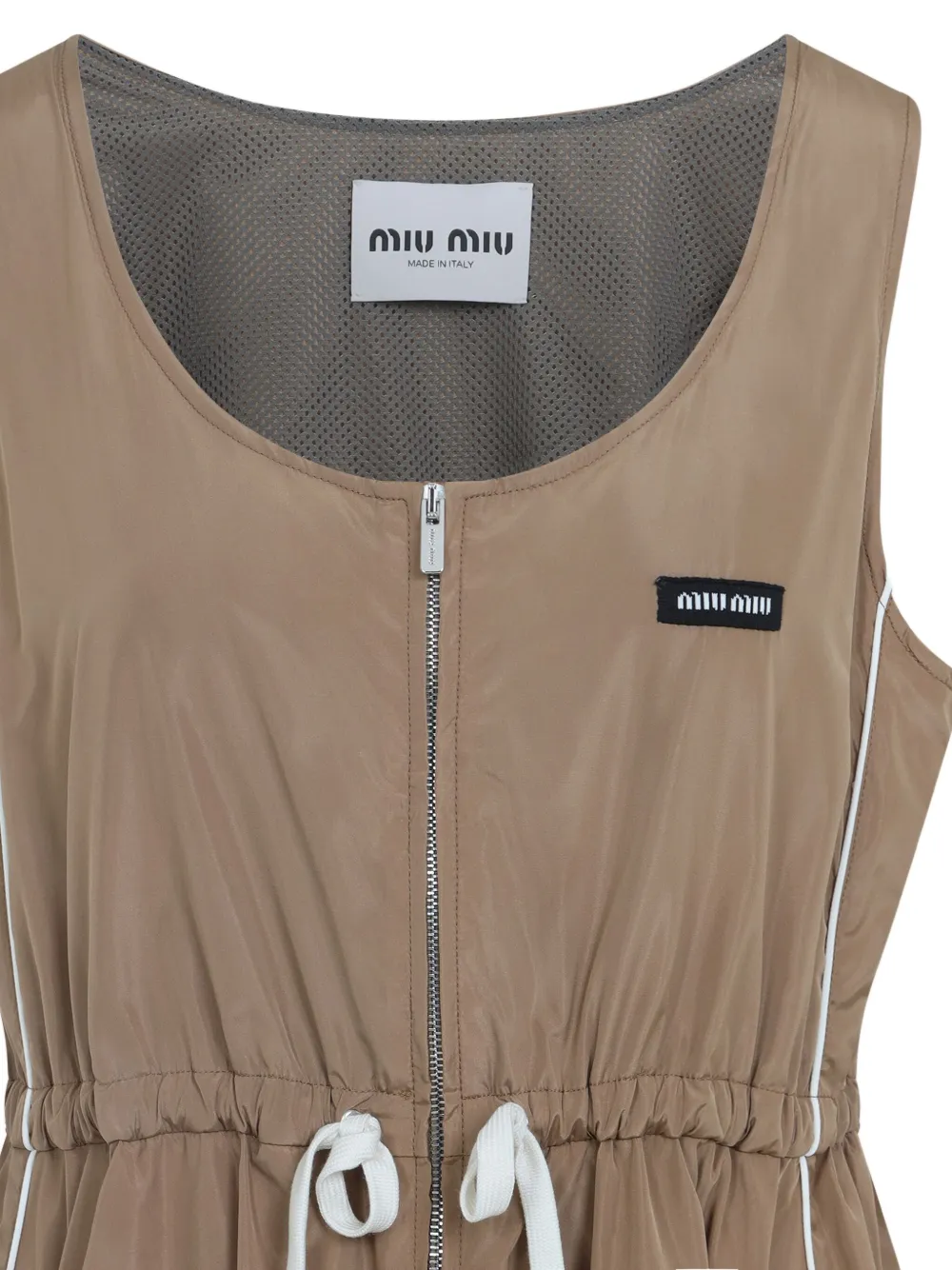 Miu Jurk met trekkoordtaille Beige