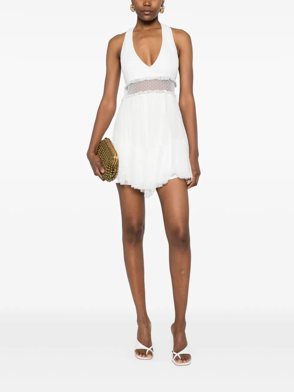 NISSA halterneck silk dress - Wit