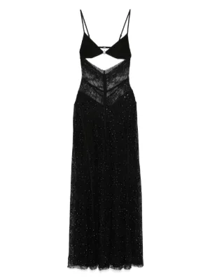 Alice + Olivia Lace feather-trim Dress | Black | FARFETCH