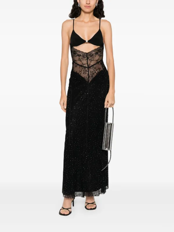 open lace back dress Embellished Sequin Illusion V-Neck Long Mother Of The Bride Dress main image 0