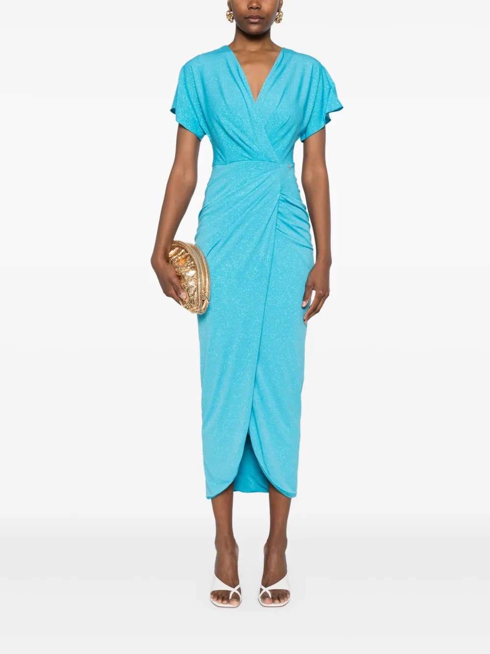 NISSA gathered-detailing dress - Blauw