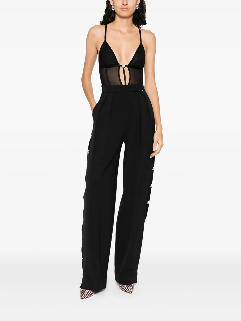 NISSA tulle body - Zwart