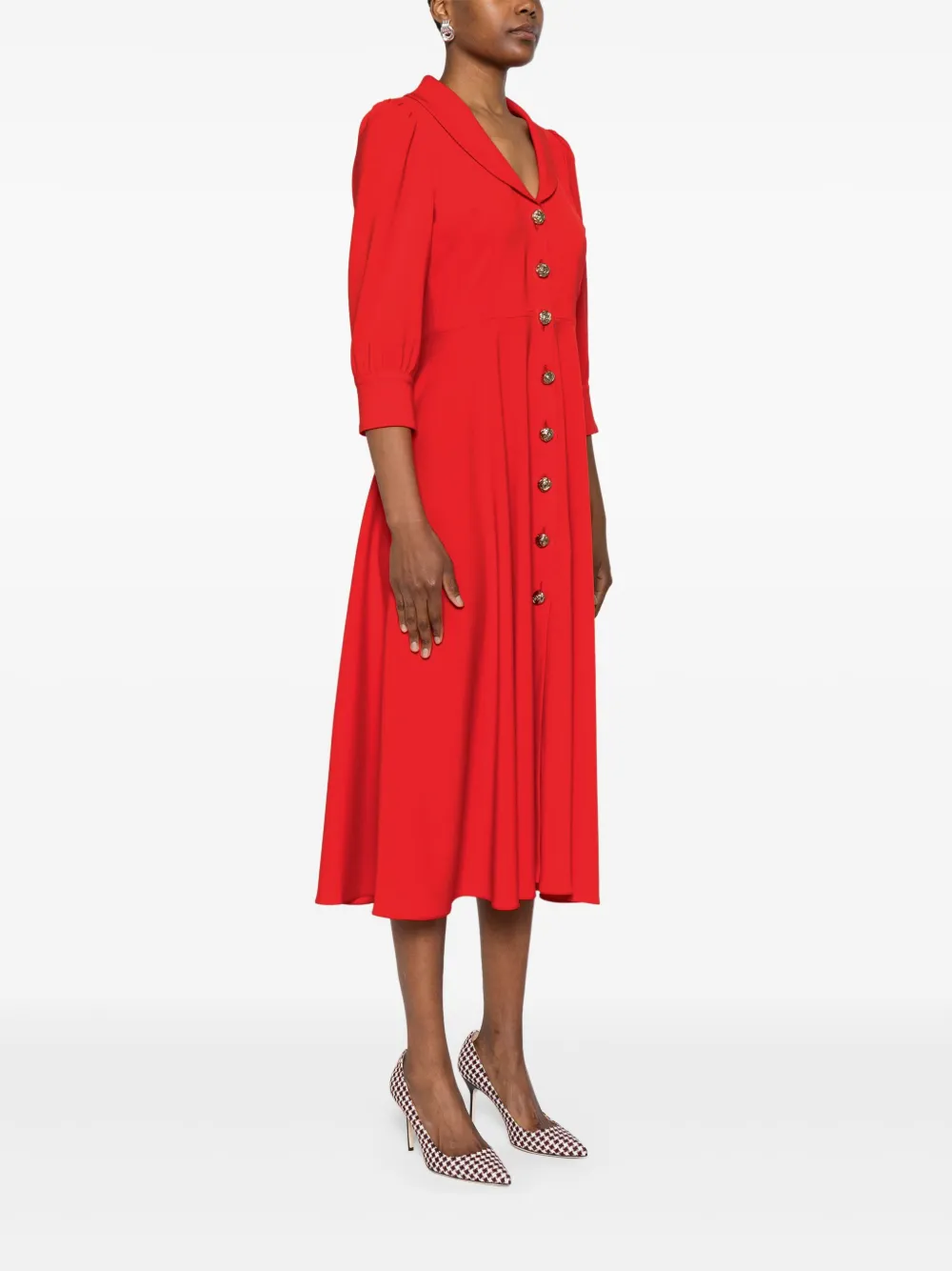 NISSA BUTTON-DOWN MIDI DRESS