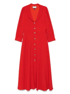 awake mode red dress A.W.A.K.E. MODE Cold-shoulder ribbed jersey midi dress
