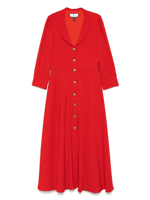 red button down midi dress Women's Prosperina Lana Cherry Red Cotton Button-Front Midi Dress | Size: L