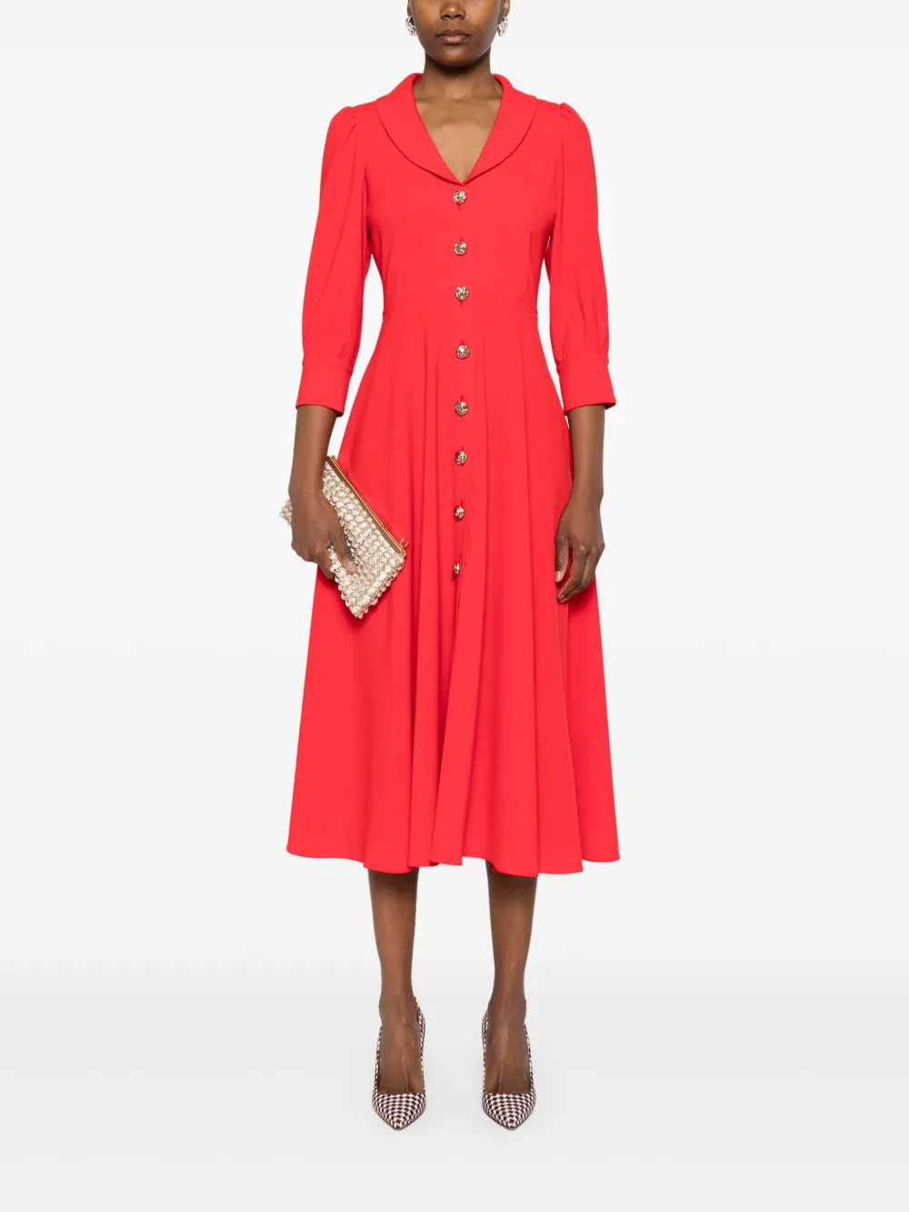 NISSA button-down midi dress - Rood