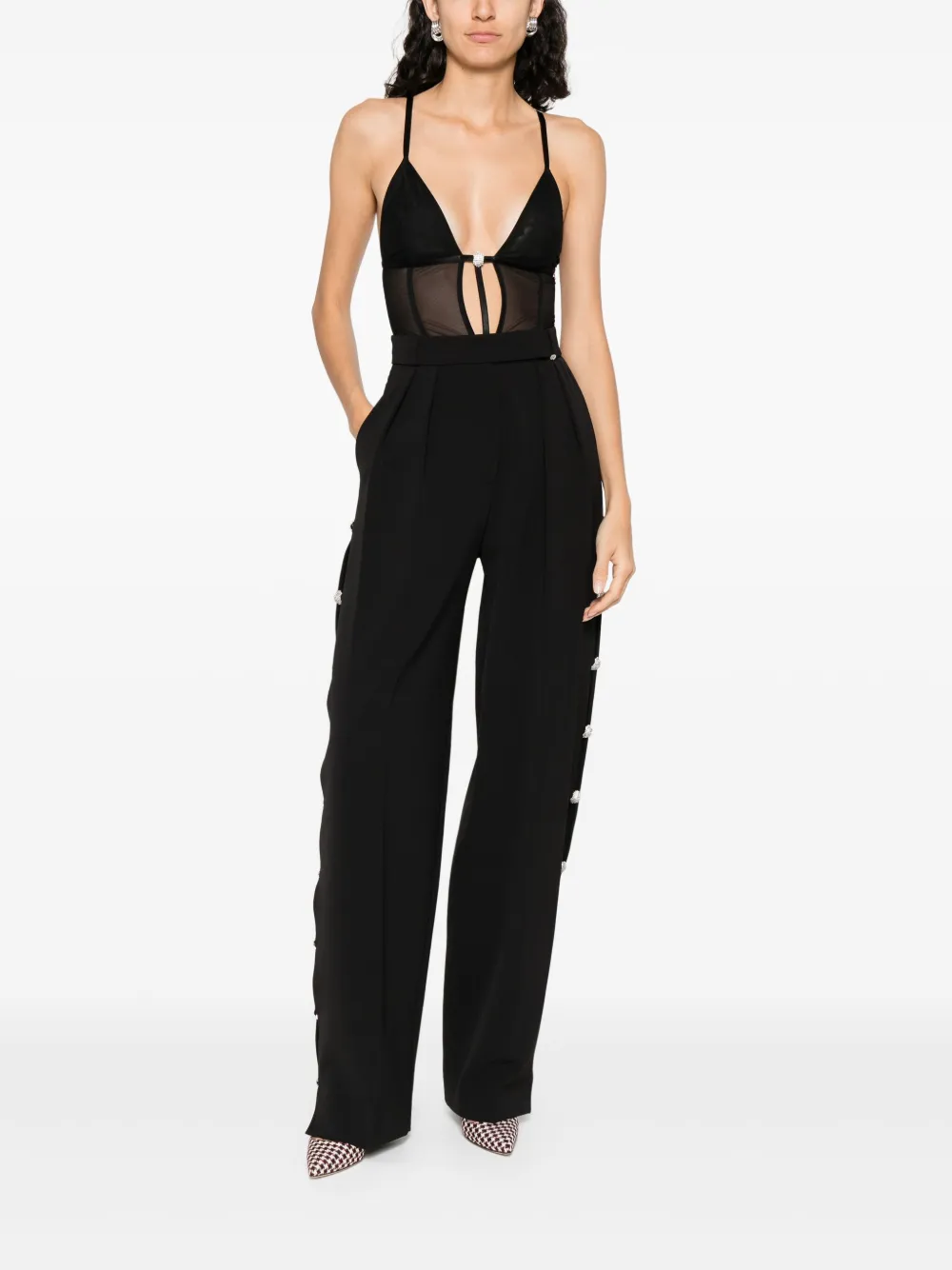 NISSA crystal-embellished trousers - Zwart